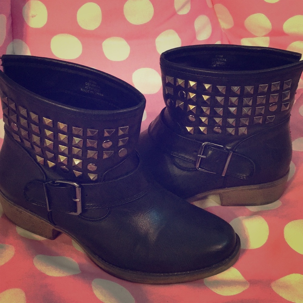 MIA Black Biker Girl Ankle Boots